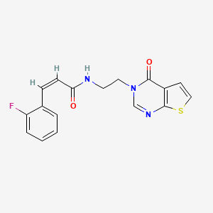 molecular formula C17H14FN3O2S B2868900 (Z)-3-(2-fluorophenyl)-N-(2-(4-oxothieno[2,3-d]pyrimidin-3(4H)-yl)ethyl)acrylamide CAS No. 2035004-27-2