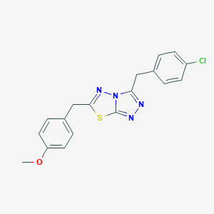 molecular formula C18H15ClN4OS B286891 4-{[3-(4-Chlorobenzyl)[1,2,4]triazolo[3,4-b][1,3,4]thiadiazol-6-yl]methyl}phenyl methyl ether 