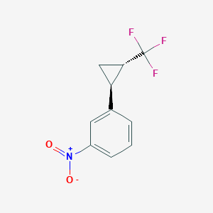 molecular formula C10H8F3NO2 B2868910 (+/-)-1-Nitro-3-(trans-2-(trifluoromethyl)cyclopropyl)benzene CAS No. 1360966-46-6