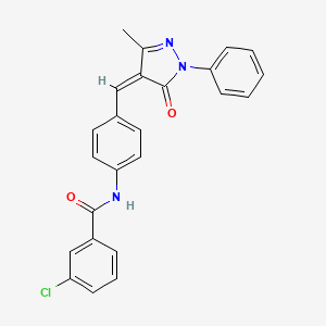 3-chloro-N-[4-[(Z)-(3-methyl-5-oxo-1-phenylpyrazol-4-ylidene)methyl]phenyl]benzamide