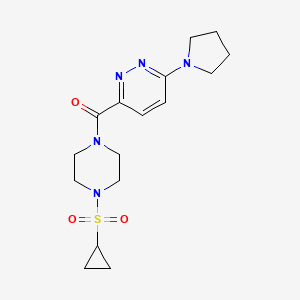 molecular formula C16H23N5O3S B2868921 (4-(Cyclopropylsulfonyl)piperazin-1-yl)(6-(pyrrolidin-1-yl)pyridazin-3-yl)methanone CAS No. 1396786-57-4