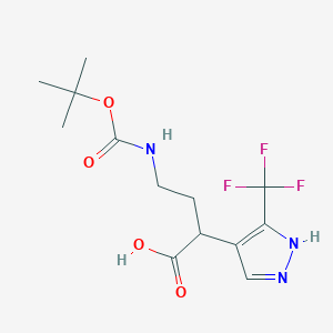 molecular formula C13H18F3N3O4 B2868927 4-[(2-甲基丙-2-基)氧羰基氨基]-2-[5-(三氟甲基)-1H-吡唑-4-基]丁酸 CAS No. 2253630-73-6