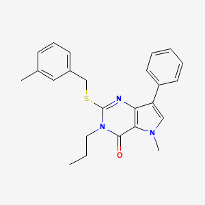 molecular formula C24H25N3OS B2868929 5-methyl-2-((3-methylbenzyl)thio)-7-phenyl-3-propyl-3H-pyrrolo[3,2-d]pyrimidin-4(5H)-one CAS No. 1115458-52-0