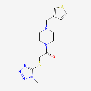 molecular formula C13H18N6OS2 B2868931 2-((1-methyl-1H-tetrazol-5-yl)thio)-1-(4-(thiophen-3-ylmethyl)piperazin-1-yl)ethanone CAS No. 1251665-22-1