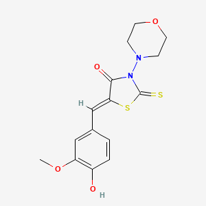 molecular formula C15H16N2O4S2 B2868932 (Z)-5-(4-hydroxy-3-methoxybenzylidene)-3-morpholino-2-thioxothiazolidin-4-one CAS No. 881817-35-2