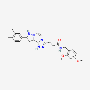 molecular formula C27H28N6O3 B2868937 N-[(2,4-dimethoxyphenyl)methyl]-3-[11-(3,4-dimethylphenyl)-3,4,6,9,10-pentaazatricyclo[7.3.0.0^{2,6}]dodeca-1(12),2,4,7,10-pentaen-5-yl]propanamide CAS No. 1207050-61-0