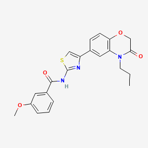 molecular formula C22H21N3O4S B2868940 3-methoxy-N-(4-(3-oxo-4-propyl-3,4-dihydro-2H-benzo[b][1,4]oxazin-6-yl)thiazol-2-yl)benzamide CAS No. 942652-87-1