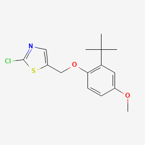 molecular formula C15H18ClNO2S B2868942 5-[(2-Tert-butyl-4-methoxyphenoxy)methyl]-2-chloro-1,3-thiazole CAS No. 551931-37-4