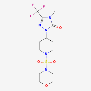 molecular formula C13H20F3N5O4S B2868944 4-甲基-1-(1-(吗啉磺酰基)哌啶-4-基)-3-(三氟甲基)-1H-1,2,4-三唑-5(4H)-酮 CAS No. 2034283-20-8