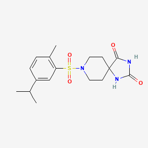 molecular formula C17H23N3O4S B2868946 8-((5-异丙基-2-甲基苯基)磺酰基)-1,3,8-三氮螺[4.5]癸烷-2,4-二酮 CAS No. 1021081-37-7