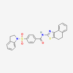 molecular formula C26H21N3O3S2 B2868949 N-(4,5-dihydronaphtho[1,2-d]thiazol-2-yl)-4-(indolin-1-ylsulfonyl)benzamide CAS No. 361170-55-0