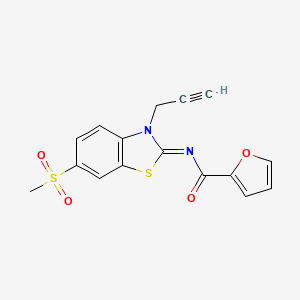 molecular formula C16H12N2O4S2 B2868955 (Z)-N-(6-(methylsulfonyl)-3-(prop-2-yn-1-yl)benzo[d]thiazol-2(3H)-ylidene)furan-2-carboxamide CAS No. 865181-75-5