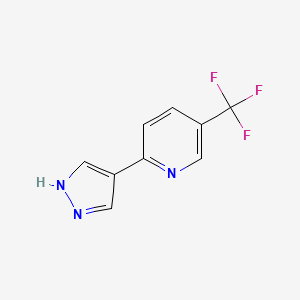 molecular formula C9H6F3N3 B2868960 2-(1H-pyrazol-4-yl)-5-(trifluoromethyl)pyridine CAS No. 1185578-37-3