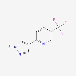 molecular formula C9H6F3N3 B2868960 2-(1H-吡唑-4-基)-5-(三氟甲基)吡啶 CAS No. 1185578-37-3