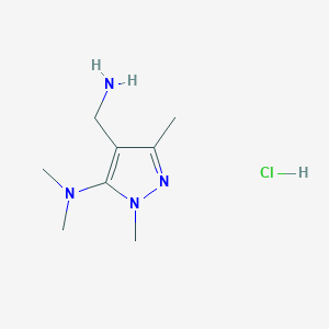 molecular formula C8H17ClN4 B2868967 4-(氨甲基)-N,N,2,5-四甲基吡唑-3-胺；盐酸盐 CAS No. 2402839-67-0