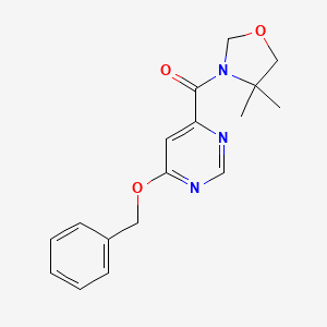 molecular formula C17H19N3O3 B2868970 (6-(Benzyloxy)pyrimidin-4-yl)(4,4-dimethyloxazolidin-3-yl)methanone CAS No. 2034618-36-3
