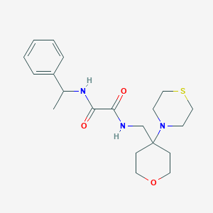 molecular formula C20H29N3O3S B2868972 N'-(1-Phenylethyl)-N-[(4-thiomorpholin-4-yloxan-4-yl)methyl]oxamide CAS No. 2415582-38-4