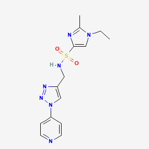 molecular formula C14H17N7O2S B2868979 1-乙基-2-甲基-N-((1-(吡啶-4-基)-1H-1,2,3-三唑-4-基)甲基)-1H-咪唑-4-磺酰胺 CAS No. 2034518-44-8