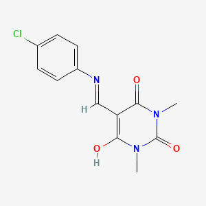 molecular formula C13H12ClN3O3 B2868985 5-[(4-chloroanilino)methylene]-1,3-dimethyl-2,4,6(1H,3H,5H)-pyrimidinetrione CAS No. 69791-20-4