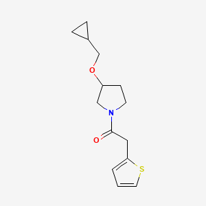 molecular formula C14H19NO2S B2868987 1-(3-(Cyclopropylmethoxy)pyrrolidin-1-yl)-2-(thiophen-2-yl)ethanone CAS No. 2034466-90-3