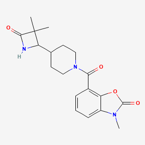 molecular formula C19H23N3O4 B2868988 7-[4-(3,3-Dimethyl-4-oxoazetidin-2-yl)piperidine-1-carbonyl]-3-methyl-1,3-benzoxazol-2-one CAS No. 2224319-57-5