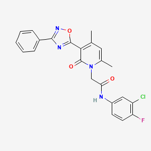 molecular formula C23H18ClFN4O3 B2868994 N-(3-chloro-4-fluorophenyl)-2-(4,6-dimethyl-2-oxo-3-(3-phenyl-1,2,4-oxadiazol-5-yl)pyridin-1(2H)-yl)acetamide CAS No. 1358434-21-5