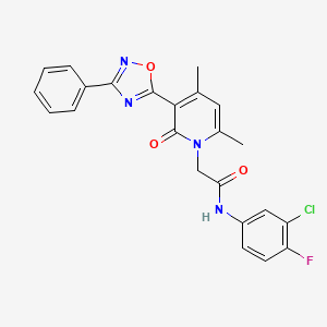 molecular formula C23H18ClFN4O3 B2868994 N-(3-氯-4-氟苯基)-2-(4,6-二甲基-2-氧代-3-(3-苯基-1,2,4-恶二唑-5-基)吡啶-1(2H)-基)乙酰胺 CAS No. 1358434-21-5