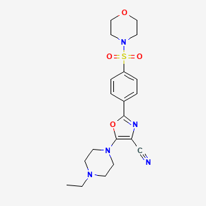 molecular formula C20H25N5O4S B2868996 5-(4-Ethylpiperazin-1-yl)-2-(4-(morpholinosulfonyl)phenyl)oxazole-4-carbonitrile CAS No. 940997-84-2