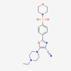 molecular formula C20H25N5O4S B2868996 5-(4-乙基哌嗪-1-基)-2-(4-(吗啉磺酰基)苯基)恶唑-4-腈 CAS No. 940997-84-2