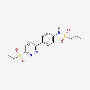 molecular formula C15H19N3O4S2 B2868999 N-[4-(6-ethylsulfonylpyridazin-3-yl)phenyl]propane-1-sulfonamide CAS No. 921542-82-7