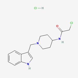 molecular formula C16H21Cl2N3O B2869005 2-Chloro-N-[1-(1H-indol-3-ylmethyl)piperidin-4-yl]acetamide;hydrochloride CAS No. 2411294-24-9