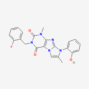 molecular formula C22H18FN5O3 B2869006 3-(2-氟苄基)-8-(2-羟基苯基)-1,7-二甲基-1H-咪唑并[2,1-f]嘌呤-2,4(3H,8H)-二酮 CAS No. 919041-37-5
