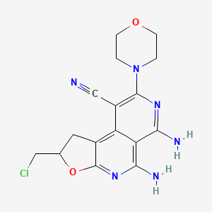 molecular formula C16H17ClN6O2 B2869010 5,6-Diamino-2-(chloromethyl)-8-morpholino-1,2-dihydrofuro[2,3-c][2,7]naphthyridine-9-carbonitrile CAS No. 744230-48-6