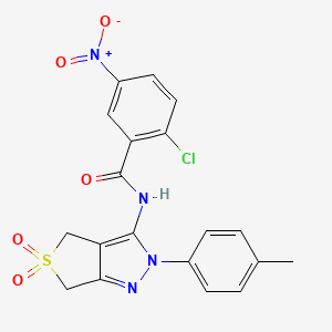 molecular formula C19H15ClN4O5S B2869011 2-chloro-N-(5,5-dioxido-2-(p-tolyl)-4,6-dihydro-2H-thieno[3,4-c]pyrazol-3-yl)-5-nitrobenzamide CAS No. 449787-72-8