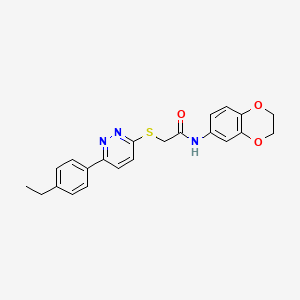 molecular formula C22H21N3O3S B2869013 N-(2,3-dihydro-1,4-benzodioxin-6-yl)-2-[6-(4-ethylphenyl)pyridazin-3-yl]sulfanylacetamide CAS No. 896045-47-9