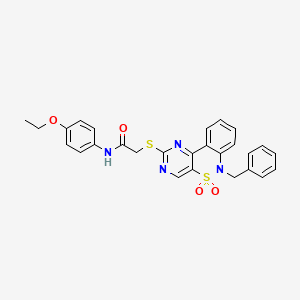 molecular formula C27H24N4O4S2 B2869014 2-[(6-benzyl-5,5-dioxido-6H-pyrimido[5,4-c][2,1]benzothiazin-2-yl)thio]-N-(4-ethoxyphenyl)acetamide CAS No. 932313-53-6