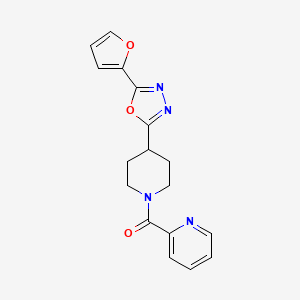 molecular formula C17H16N4O3 B2869015 (4-(5-(呋喃-2-基)-1,3,4-恶二唑-2-基)哌啶-1-基)(吡啶-2-基)甲苯酮 CAS No. 1209940-50-0