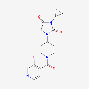 molecular formula C17H19FN4O3 B2869017 3-Cyclopropyl-1-[1-(3-fluoropyridine-4-carbonyl)piperidin-4-yl]imidazolidine-2,4-dione CAS No. 2097914-03-7