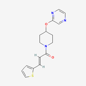 molecular formula C16H17N3O2S B2869020 (E)-1-(4-(吡嗪-2-氧基)哌啶-1-基)-3-(噻吩-2-基)丙-2-烯-1-酮 CAS No. 1421588-78-4