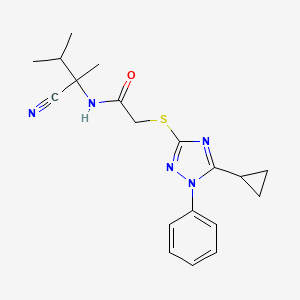 molecular formula C19H23N5OS B2869024 N-(2-cyano-3-methylbutan-2-yl)-2-[(5-cyclopropyl-1-phenyl-1,2,4-triazol-3-yl)sulfanyl]acetamide CAS No. 849625-94-1