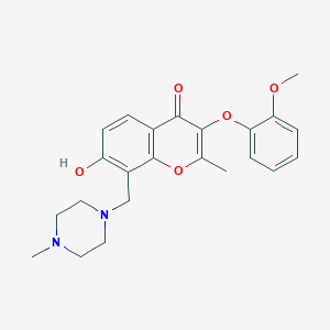 molecular formula C23H26N2O5 B2869036 7-hydroxy-3-(2-methoxyphenoxy)-2-methyl-8-((4-methylpiperazin-1-yl)methyl)-4H-chromen-4-one CAS No. 847036-15-1