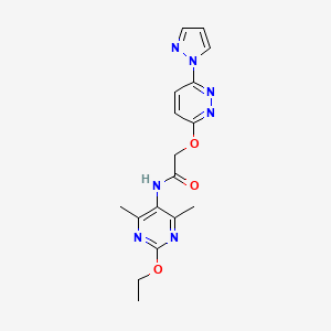 2-((6-(1H-pyrazol-1-yl)pyridazin-3-yl)oxy)-N-(2-ethoxy-4,6-dimethylpyrimidin-5-yl)acetamide
