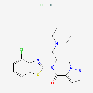 molecular formula C18H23Cl2N5OS B2869041 N-(4-chlorobenzo[d]thiazol-2-yl)-N-(2-(diethylamino)ethyl)-1-methyl-1H-pyrazole-5-carboxamide hydrochloride CAS No. 1189681-09-1