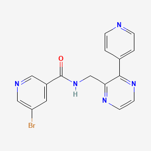 molecular formula C16H12BrN5O B2869042 5-溴-N-{[3-(吡啶-4-基)吡嗪-2-基]甲基}吡啶-3-甲酰胺 CAS No. 2097861-82-8