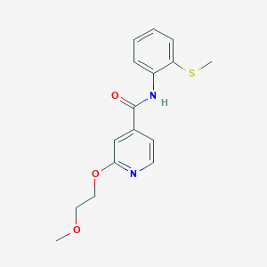 molecular formula C16H18N2O3S B2869046 2-(2-甲氧基乙氧基)-N-(2-(甲硫基)苯基)异烟酰胺 CAS No. 2034361-11-8