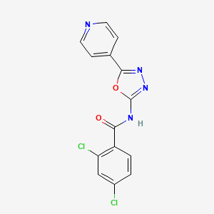molecular formula C14H8Cl2N4O2 B2869052 2,4-dichloro-N-(5-pyridin-4-yl-1,3,4-oxadiazol-2-yl)benzamide CAS No. 887868-60-2