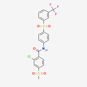 molecular formula C21H15ClF3NO5S2 B2869056 2-氯-4-甲磺酰基-N-[4-[3-(三氟甲基)苯基]磺酰基苯基]苯甲酰胺 CAS No. 339105-03-2