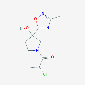 molecular formula C10H14ClN3O3 B2869059 2-Chloro-1-[3-hydroxy-3-(3-methyl-1,2,4-oxadiazol-5-yl)pyrrolidin-1-yl]propan-1-one CAS No. 2411194-84-6