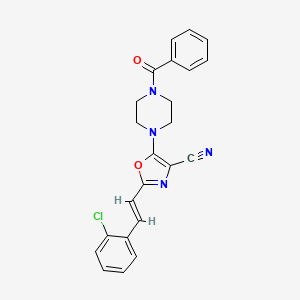 molecular formula C23H19ClN4O2 B2869063 (E)-5-(4-benzoylpiperazin-1-yl)-2-(2-chlorostyryl)oxazole-4-carbonitrile CAS No. 941008-31-7