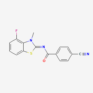 molecular formula C16H10FN3OS B2869065 (Z)-4-cyano-N-(4-fluoro-3-methylbenzo[d]thiazol-2(3H)-ylidene)benzamide CAS No. 868371-37-3
